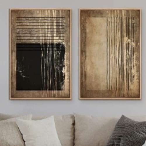 Impressions sur toile de géométrie noire rétro encadrées premium - 2