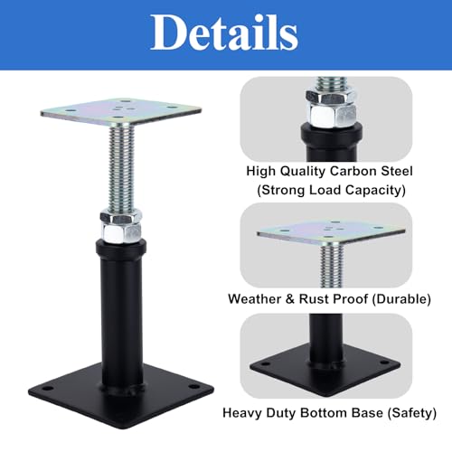 Image of 4 Pack Adjustable Floor Jack Post, 6''-9'' Height Range, House Floor Jacks Post Pole for Leveling, Mini Screw Jack, 6000 lb Capacity