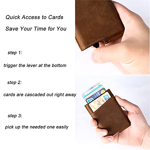 Dinghao Rfid Blocking Slim Money Clip Aluminum Wallet Automatic Pop-Up Card Case (Texas Brown) #TOP3