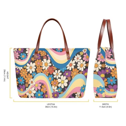 Image of Floral Purse and Handbag for Women - Large Tote Bag with Top Handle and Matching Wallet - Light Hobo Bag with Cosmetic Wallet for Working and Shopping