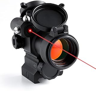 Pinty Pro 1x 30mm Red Dot Sight with Red Laser Sight 2 MOA Red Dot Scope with Flip Up Lens Caps