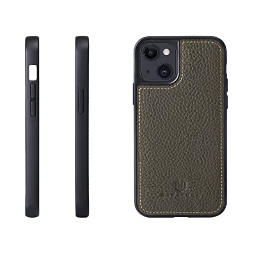 iPhone13 mini ケース 本革 シュリンクカーフレザー 耐衝撃 ハンドメイド ギフト おしゃれ シンプル 大人可愛い メンズ レディース スマホケース オリーブグレー SPG-13Mini-OliveGray