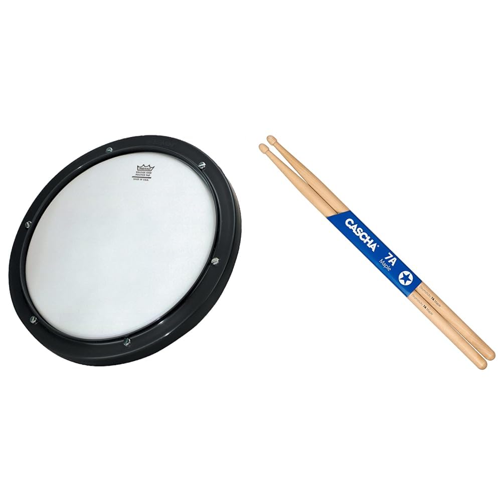 Remo 2G77 - Caja sorda remo RT-8 & CASCHA Maple 7A Baquetas – Ideal para roca suave – Palos de percusión para avanzados