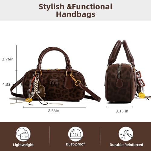 Bolso Boston Leopardo para Mujer en Cuero Sintético Retro Mini Tote miniatura 6