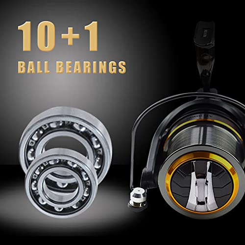 Image of Fishdrops Spinning Fishing Reels, 10+1BB Light Weight Surf Reel, 39.5 LBs Max Drag, Ultra Smooth Powerful, Size 10000 is Perfect for Saltwater Freshwater (Size 10000)