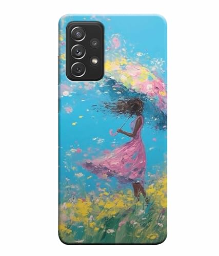 Image of Printed Hard Back Case Cover & Compatible for Samsung Galaxy M32 5G | Painting Girl with Umbrella (Multicolor) - D1194