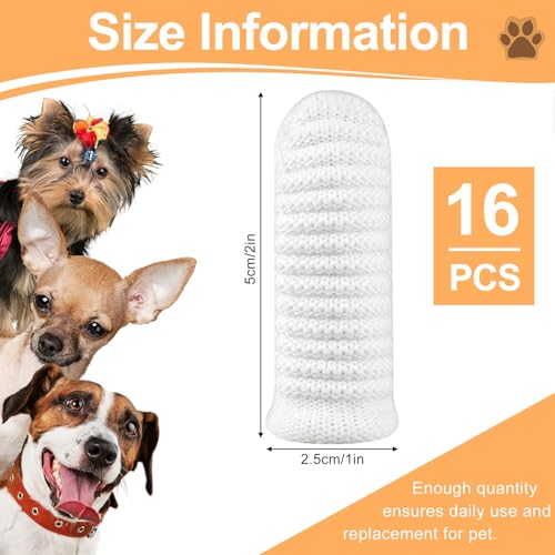 16 Stück Hundezahnbürste, Fingerzahnbürste Hund, Hundezahnbürste Fingerling Wiederverwendbar, Pet Finger Zahnbürste für Hunde Katzen Zahnpflege, Zahnreinigung Anti-Plaque Haustierzahnbürste