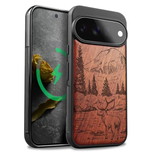 Étui pour Pixel 11 Pro magnétique en bois rosé pour les passionnés de nature