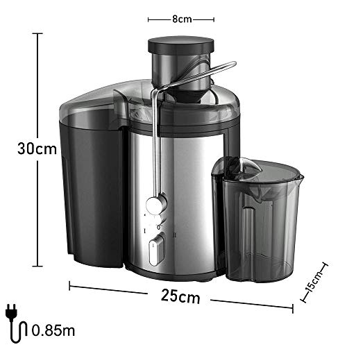 Espremedor de frutas e vegetais centrífuga de boca larga, fácil de limpar, aço inoxidável, velocidad