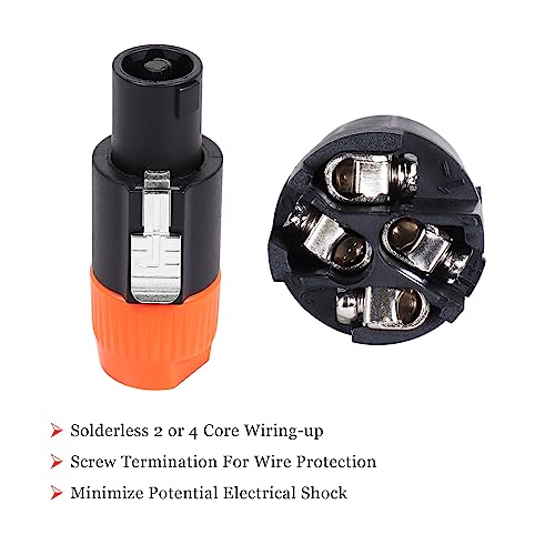 Image of HBU 10 Sets 4 Pole Speakon Connector Kit - 10pcs NL4FC Speakon Connectors & 10-pcs 4 Pin Panel Mount Chassis Socket - Twist Lock for NL4FX, NL4FRX, NL4MPR Adapter Plugs