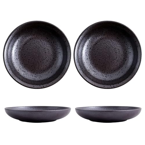 DealbyBox 3.75 Inch Porcelain Dipping Dish, Ceramic Soy Sauce Wasabi Plates, Side Dish Bowls, Small Bowl/Dish for BBQ, Condiments, Appetizer, Dessert, Sushi, Party (4Pack, Dark Brown)