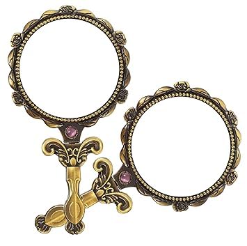 Mini Tabletop Mirror for Women & Girls Travel Makeup, Salon Mirror, Decorative Mirror, Personal Makeup Plastic Round Mirror ? Gold Metal Portable Cosmetics Mirror (Set of 2)-image-21