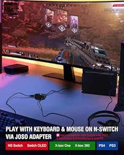 Joso Keyboard and Mouse Adapter for Nintendo Switch, Switch Keyboard Adapter for Playing Fortnite, Apex, FPS, RTS, Plug and Play Mouse Converter for Xbox One/PS4 Support Custom Key Mapping