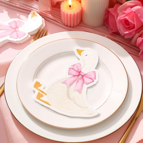 Honeydak 100 Pcs One Silly Goose Paper Napkins, Pink