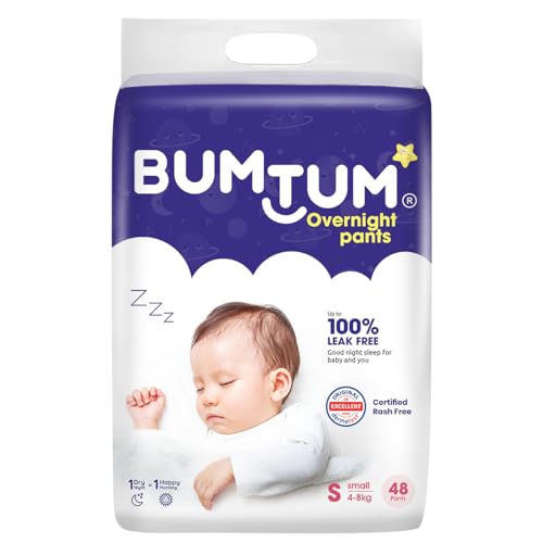 Bumtum Baby Overnight Diaper Pants - Size S (4-8 kg), 48 Count | ...