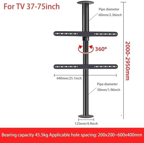 Adjustable Tv Wall Tv Mount - LCD Tv 360 Degree Rotating Frame Floor Stand Divider Rotating Rack, Rotating Tv Cabinet, Rotating Base, Fits Most 32-75 Inch Lc,2000-2950mm