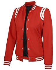 Womens Detailing Varsity Jacket - Red
