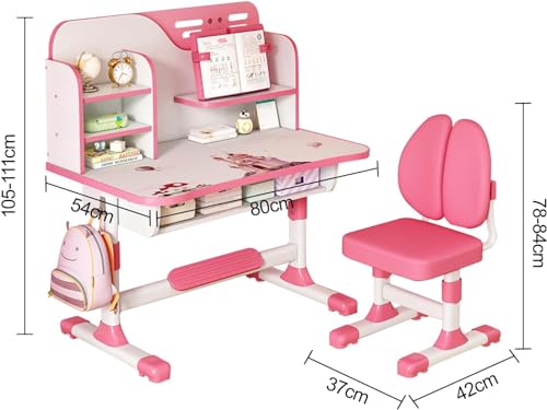 Kids-Desk-and-Chair-Set-Study-Table-and-Chair-Desk-for-Kids-Childrens-Desks-with-Golden-Distance-Design-Homeschooling-Writing-Desk-with-Desktop-for-Boys-and-Girls-Pink-3 Kids Desk and Chair Set Study Table and Chair Desk for Kids Childrens Desks with Golden Distance Design Homeschooling Writing Desk with Desktop for Boys and Girls Pink 3