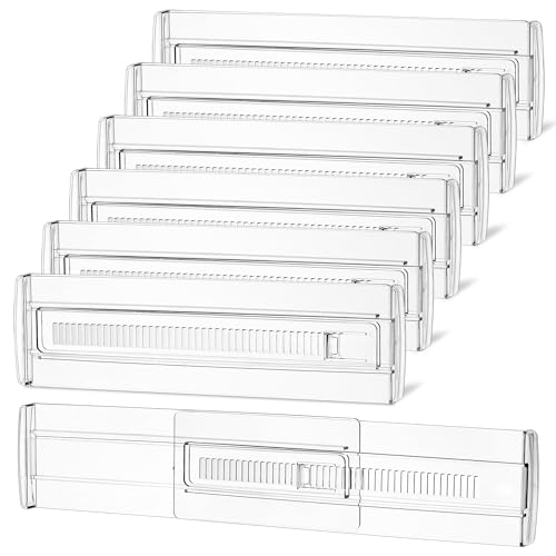 Zocipro 6 Stück Schubladentrenner Schubladenteiler Verstellbar (28-50cm) Transparente Schubladen Trenner Kunststoff für Küchenspeicher Schlafzimmer Kommode mit Doppelseitigem Klebeband