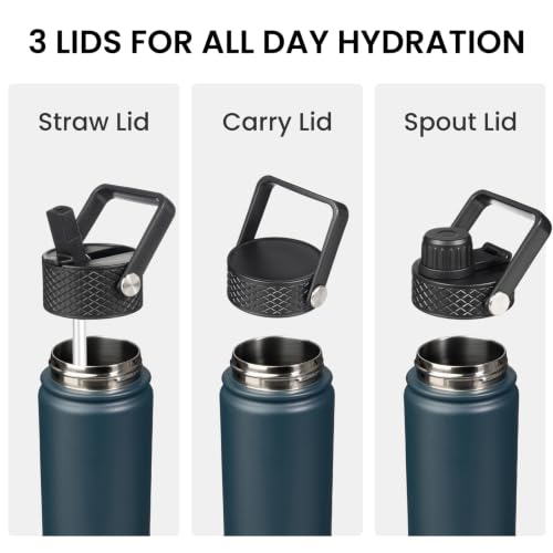Image of Konokyo 24 oz Insulated Stainless Steel Water Bottle with Straw Lid