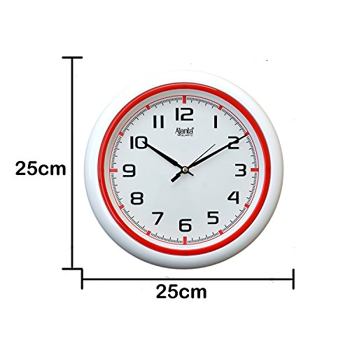 Image of Ajanta 10 Inches Wall Clock for Home /Offces /Bedroom /Living Room /Kitchen (Step Movement, Red)