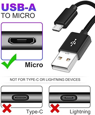 Micro USB Cable 3M, Long Micro USB Charger Cable, Android USB Charger Cable Nylon Braided, USB to Micro USB Cable Compatible With Samsung S7/ S6/ S5, ps4 controller charger USB cable, Kindle Fire,Sony