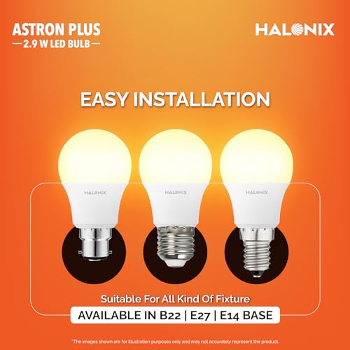 Image of Halonix 2.9W LED Light Bulb | Yellow (3000K) |Pack of 2|Energy Efficient| 4kv Surge Protection |High Lumens per watt, B22