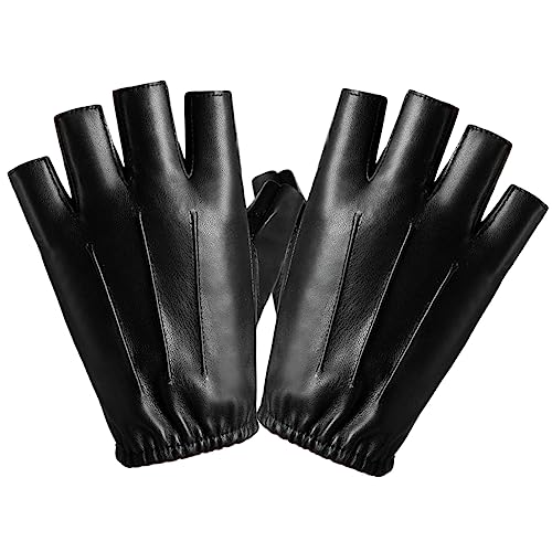 ibasenice Leather Riding Gloves Half-Finger Design Comfortable Bike Gloves for Cycling Fishing Fitness Camping