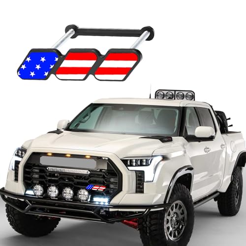 Image of ijuicy 1 PC TRD Tri-Color Grille Decor Badge Emblem, Car Truck Label Decoration Accessories, Compatible with Tacoma 4Runner Tundra Sequoia Rav4 Highlander (American Flag)