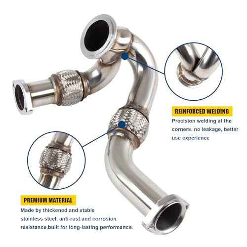 Image of DOCAS Turbocharger Y-Pipe Up Pipe Kit With Gasket Replacement For Ford Powerstroke 6.0L Diesel 2003-2007 Replaces# 5C3Z6K854CA 679-011 679-012