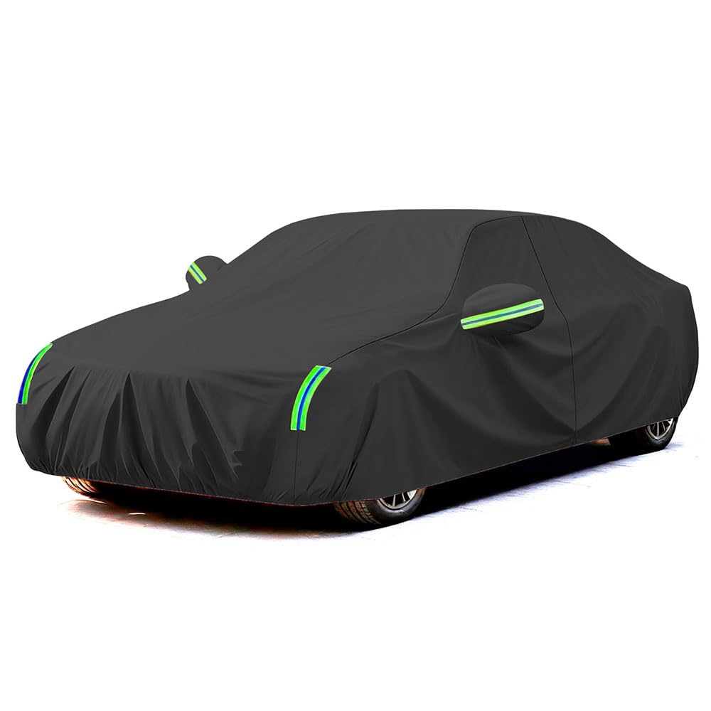 PJTZQHN Car Cover for Kia Stinger 2017–2023,Outdoor Rain Vehicle Cover,Waterproof Auto Protection Cover with Driver Door Zipper Cotton Lining,Black