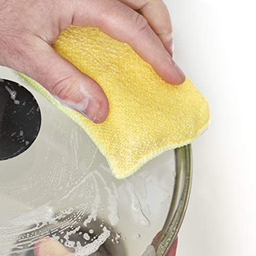 Image of Superio Miracle Microfiber Scrubbing Sponge, Yellow Extra Scrubbing Power Sponge for Kitchen, Sink, Pot, Pan and Dish Washing, Super Absorbent and Rapid Drying