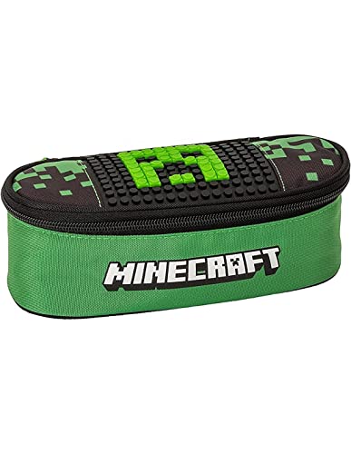 Estuche compatible con Minecraft Oval Zip Verde + llavero juego cubo y bolígrafo multicolor...