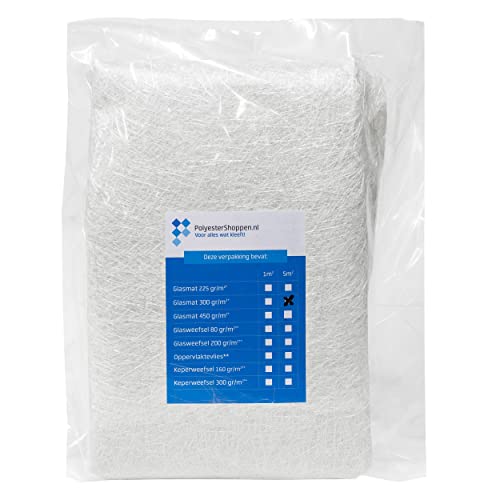 Glasfasermatte, Glasmatte, Glasfasergewebe/CSM | 1m2 | 300 gr/m2 | Speziell für Polyesterharze | Gute Imprägnierung | GFK matten, Fiberglas, Glasfaservlies, Glasgewebe, Rovinggewebe