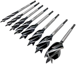 YOKOCUT 8-Piece Auger Drill Bit For Wood, Quick Change Shank 4-Flute Auger Drill Bit For Soft & Hard Wood, Plastic, Drywall (10mm,12mm,14mm,16mm,20mm,22mm,25mm,32mm)