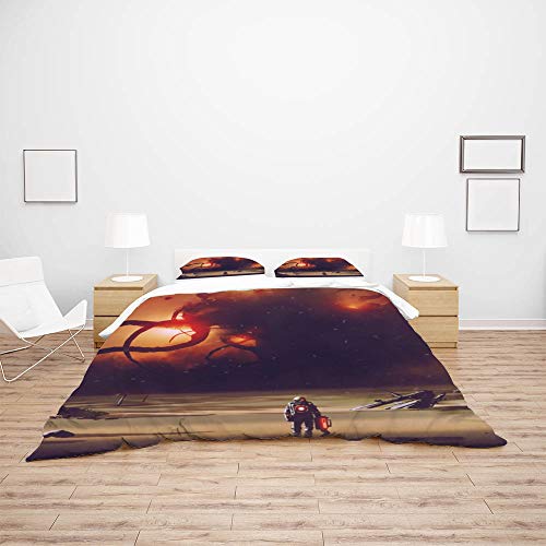 Housse de couette astronaute parure de lit microfibre 3 pièces monster - 4