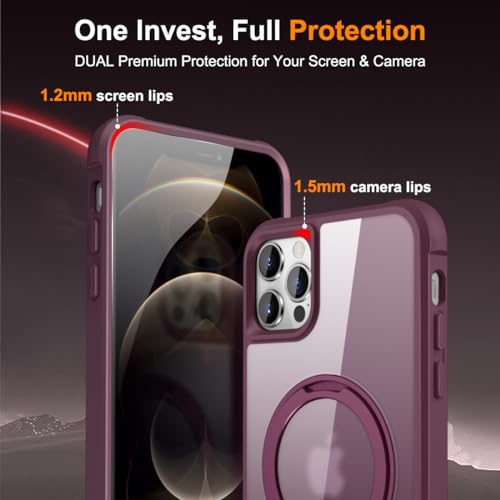 Image of Compatible with iPhone 12 /12 Pro Case with Stand 6.1 inch,Wine Red