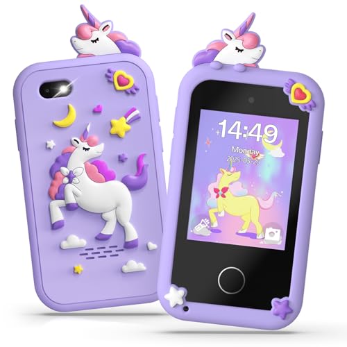 Fippesax Kinder Handy Smartphone Spielzeug, Kinderkamera 2,8" Handy für Mädchen & Jungen, 8G SD Karte, 20 lernspiele, DualKamera, MP3 Player