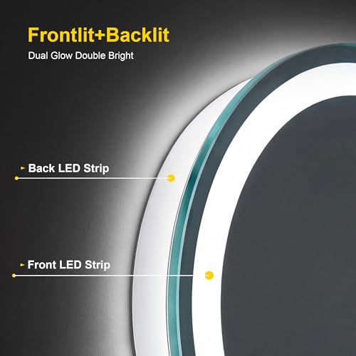Round LED Bathroom Mirror with Lights, 30 Inch Circle Lighted Vanity Mirror by FICTOR - Used condition - Image 3