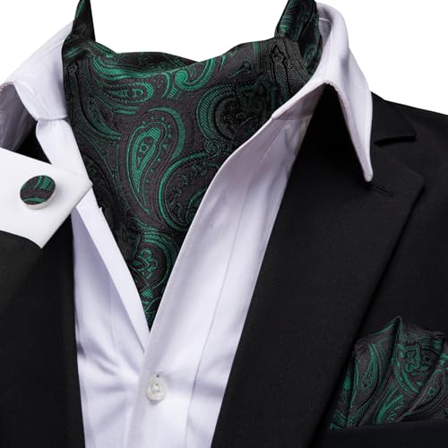 Image of Dubulle Paisley Floral Ascot for Men Self Tie Mens Cravat and Pocket Square Cufflinks Wedding