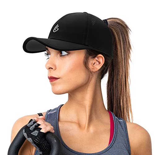 Gisdanchz Gorra Mujer Baseball Cap Gorro Running Mujer Gorra Beisbol Mujer Cola de Caballo Gorra Transpirable Performance Women Ponytail Hat, Negro