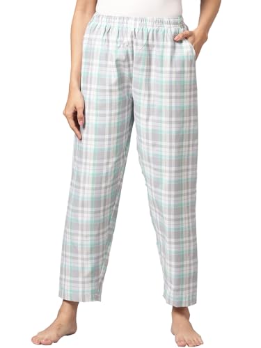 Image of KRYPTIC Women's 100% Pure Cotton Woven Pyjama | Mid Rise Relaxed Fit Full Length Nightwear Pant with Elasticated Drawstring Waistband & Side Pocket | Comfortable Lounge, Sleepwear & Casual Bottom Wear