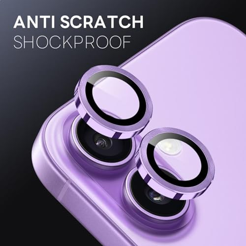 Image of amazon basics Camera Glass Lens Protector Ring for iPhone 17 Case Friendly with Edge to Edge Coverage and Easy Installation (Purple)