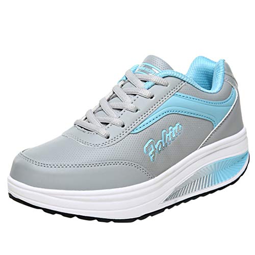 Plataformas De Mujer Zapatillas De Deporte Transpirables Tonificación De Moda Zapatillas De Deporte con Base De Balancín Casual Cordones Deportivos Correr Senderismo Pisos Trotar Calzado Deportivo