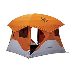 Gazelle Tents T4 Hub Tent, Easy 90 Second Set-Up, UV Resistant, Removable Floor, 4-Person, Orange, 78″x 94″ x 94″