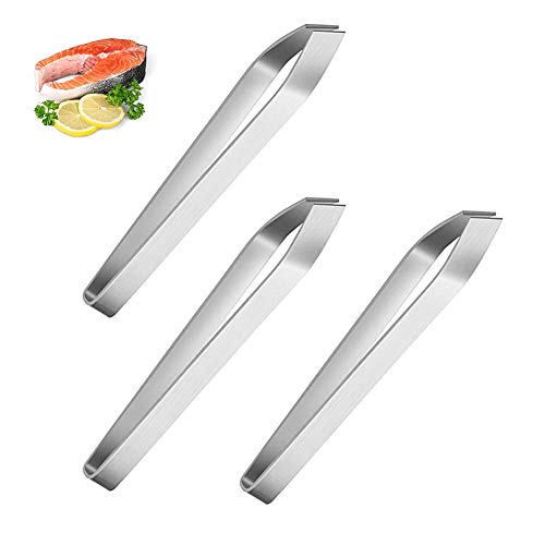 Ho - Pinzas para espinas de pescado, 3 piezas, pinzas inclinadas de acero inoxidable, pinzas de acero inoxidable para la eliminación de huesos de peces