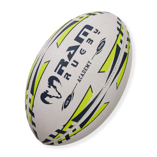 Ram Rugby - Academy Training Rugby Ball - Size 3 - Best for Clubs & Schools