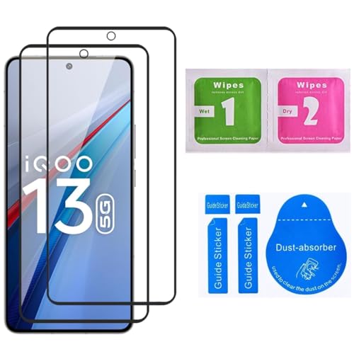Image of Tempered Glass Screen Protector Compatible with iQOO 13 (6.82 Inches), 9H Hardness HD Clear Anti Scratch Bubble Free Easy Installation, Pack of 2
