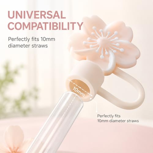 Image of BTYHAOS Straw Covers, Dust Proof Straw Toppers Fit Stanley 30 40oz Tumbler | Reusable Food-Grade Silicone Straw Covers Cap for Most 10mm Reusable Straw