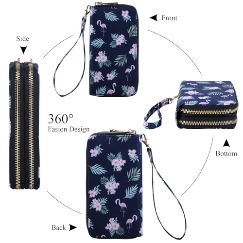 Image of XEYOU Double Zipper Long Clutch Wallet Cellphone Wallet for Women with Removable Wristlet Strap for Credit Card, Cash, Coin, Bill
